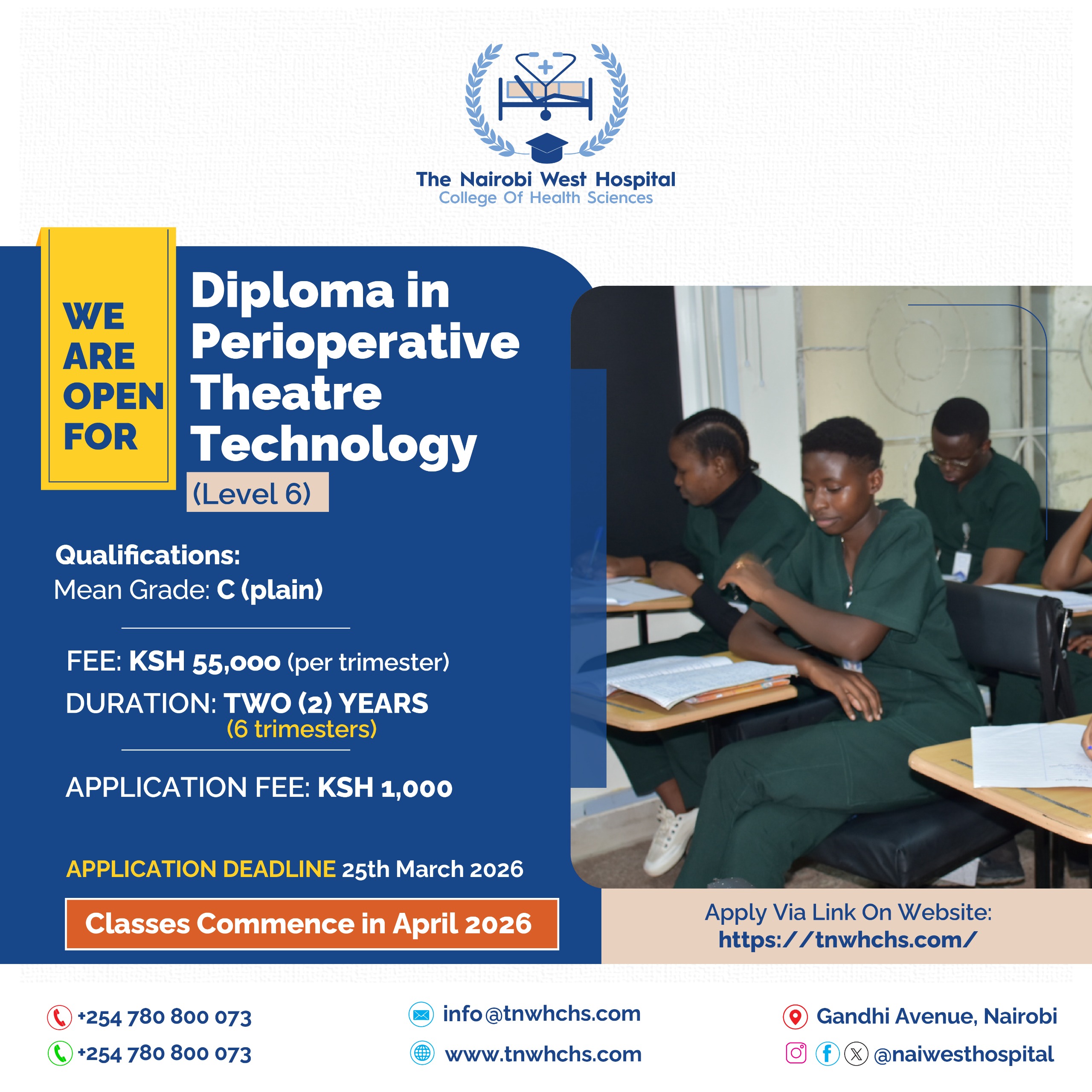 BROCHURE FOR DIPLOMA IN PERIOPERATIVE THEATRE TECHNOLOGY