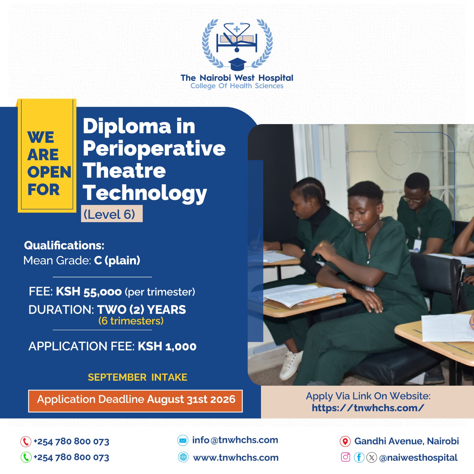BROCHURE FOR DIPLOMA IN PERIOPERATIVE THEATRE TECHNOLOGY